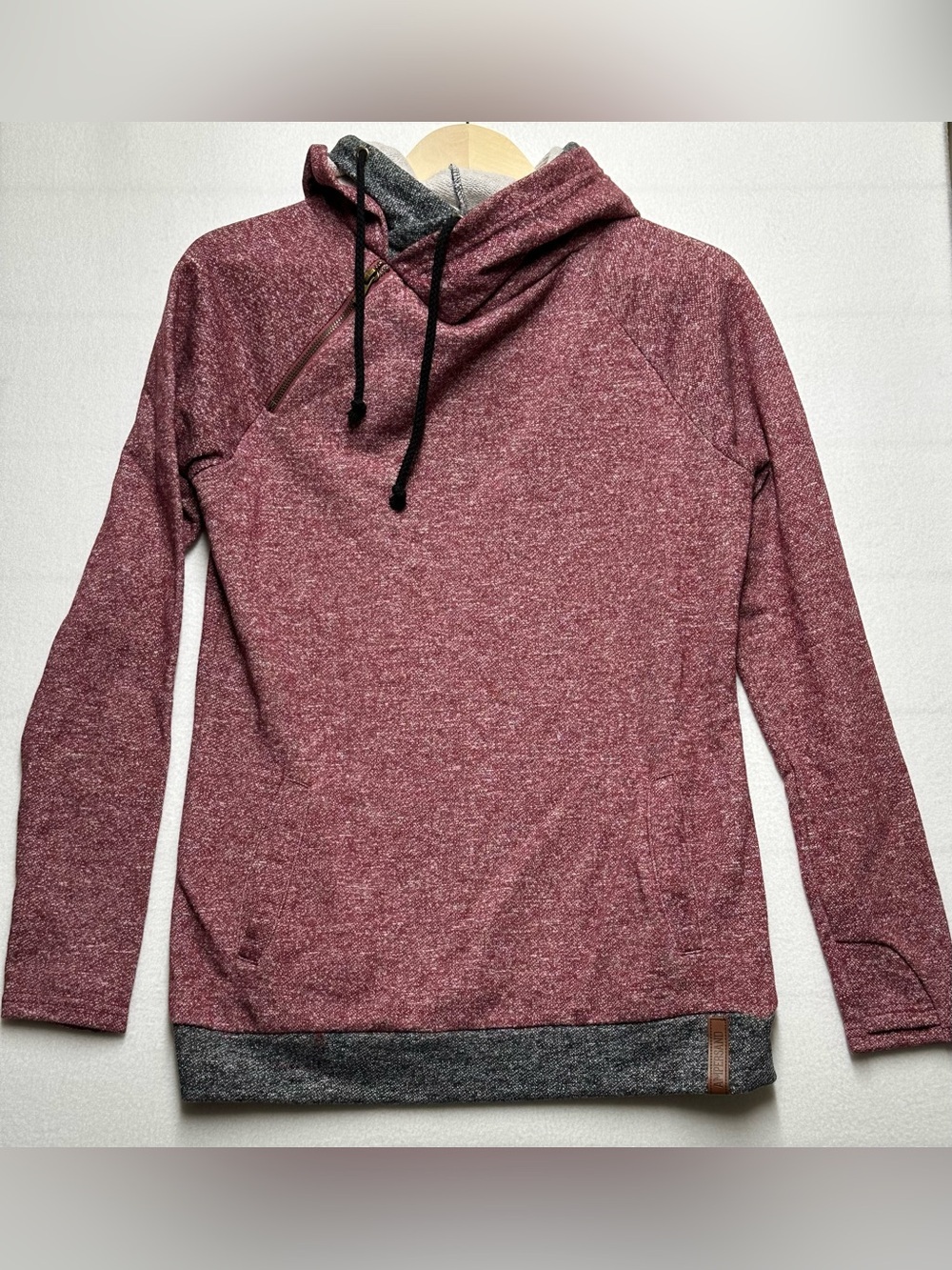 Ampersand Avenue DoubleHood™ Burgundy & Gray Pullover Hoodie Size M